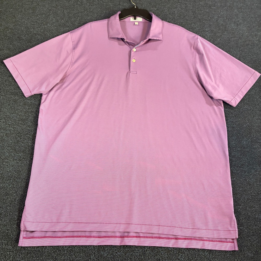 Peter Millar Summer Comfort Polo Mens XXL Pink Micro Stripe Performance Golf